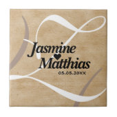 Rustic Elegant  Monogram Burlap Wedding Tegeltje (Voorkant)