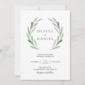Rustic Elegant Olive Leaf Wreath Greenery Wedding Kaart (Voorkant)