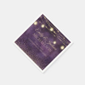 Rustic Elegant Paars Gold String Lights Wedding Servet (Hoek)