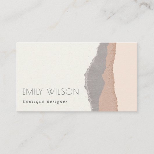 Rustic Elegant Pastel Blush Kraft Mountain Waves Visitekaartje (Voorkant)