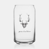 Rustic Elegant Personalized Deer Beer Can Glass Blikvorm Glas (Voorkant)