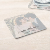 Rustic elegant photo boho wedding vierkante kartonnen onderzetter (Schuin)