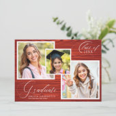 Rustic Elegant Photo Collage Graduation Aankondiging (Staand voorkant)