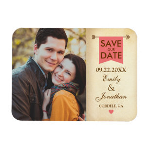 Rustic Elegant Photo Save the Date Magneet
