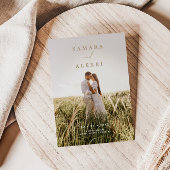 Rustic Elegant Photo Script Wedding Invitation Kaart