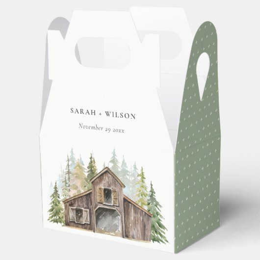 Rustic Elegant Pine Bossen Forest Barnyard Wedding Bedankdoosjes (Geopend)