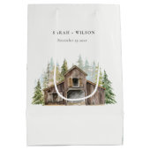 Rustic Elegant Pine Bossen Forest Barnyard Wedding Medium Cadeauzakje (Achterkant)