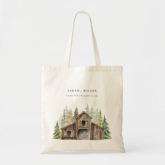 Rustic Elegant Pine Bossen Forest Barnyard Wedding Tote Bag (Voorkant)