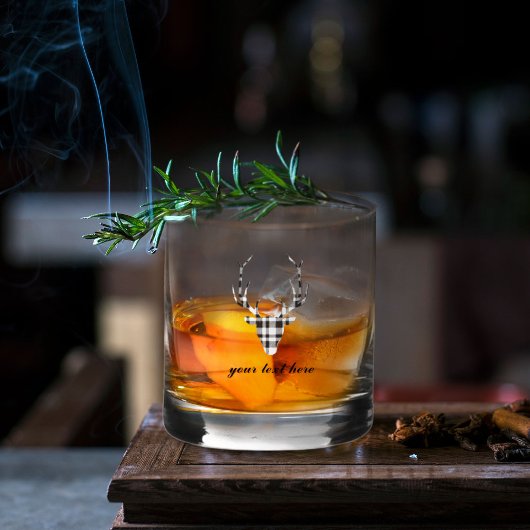 Rustic Elegant Plaid Deer Whiskey Glass Whisky Glas