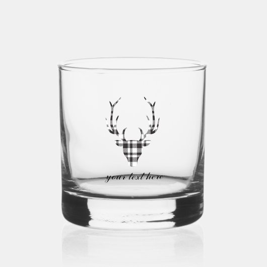 Rustic Elegant Plaid Deer Whiskey Glass Whisky Glas (Voorkant)