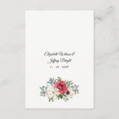 Rustic Elegant Red en Gold Floral White Wedding Informatiekaartje (Achterkant)