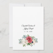 Rustic Elegant Red en Gold Floral White Wedding Kaart (Achterkant)