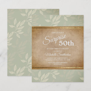 Rustic Elegant Sage Green Leaves 50th Birthday Kaart