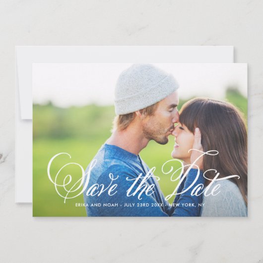 Rustic Elegant Script Photo Enregistrer la carte D (Devant)