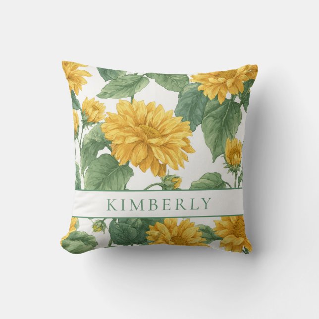 Rustic & Elegant Sunflower Classic Floral Kussen (Voorkant)