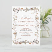 Rustic Elegant Terracotta Floral Script Wedding Kaart (Staand voorkant)