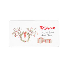 Rustic elegant watercolor Christmas return address Etiket