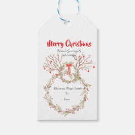 Rustic elegant watercolour Christmas Cadeaulabel