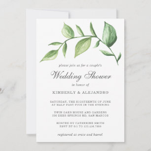 Rustic Elegant Waterverf Greenery Couples Shower Kaart