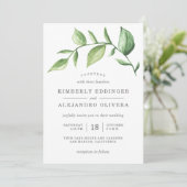 Rustic Elegant Waterverf Greenery Sprig Wedding Kaart (Staand voorkant)