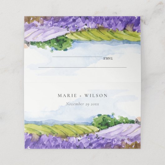 Rustic Elegant Waterverf Lavender Fields Wedding (Buitenkant ongevouwen)