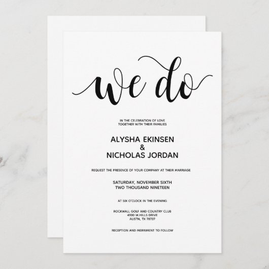 Rustic Elegant We doen een huwelijksuitnodiging Programma (Voorkant / Achterkant)