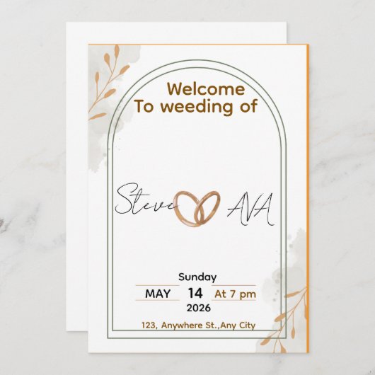 Rustic Elegant Wedding Invitation (Devant / Derrière)