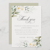 Rustic Elegant White Greenery Floral Wedding Bedankkaart (Voorkant / Achterkant)