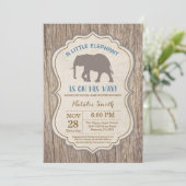 Rustic Elephant Baby shower Invitation garçon (Debout devant)