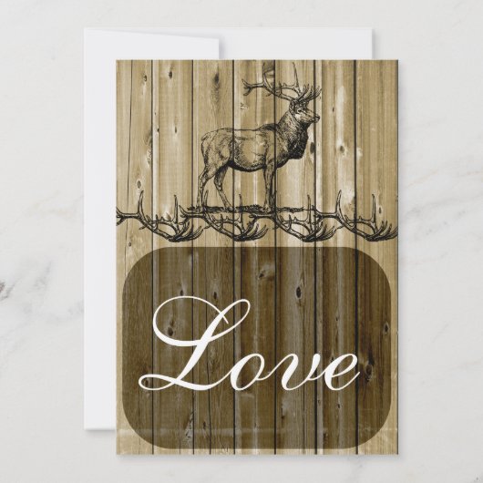 Rustic Elk Faune Chasse Mariage Invitations (Dos)