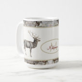 Rustic Elk/rendierlijk monogram Koffiemok (Voorkant links)