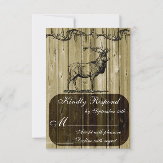Rustic Elk Wildlife Hunting Wedding RSVP Card (Voorkant)
