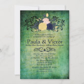 Rustic Emerald Floral Wedding Invitations Kaart (Voorkant)