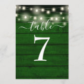 Rustic Emerald Green String Lights Numéro de table (Dos)