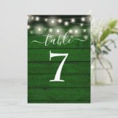 Rustic Emerald Green String Lights Numéro de table (Debout devant)