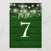Rustic Emerald Green String Lights Numéro de table (Devant)