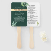 Rustic Emerald Wedding Program Handwaaier (Voorkant en achterkant)
