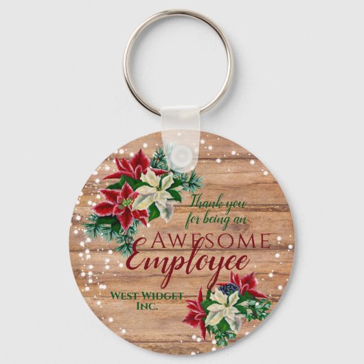 Rustic Employee Appreciation KerstFloral Sleutelhanger (Voorkant)