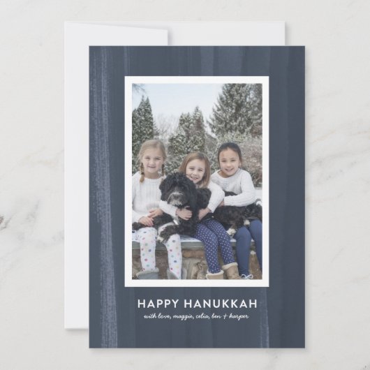 Rustic en Modern Blue Waterverf Hanukkah Feestdagenkaart (Voorkant)