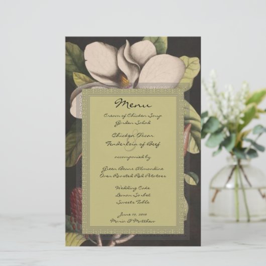 Rustic Enchanted Fairy Tale Forest Magnolia Menu (Staand voorkant)
