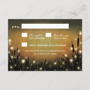 Rustic Enchanted Forest Firefly Wedding RSVP-kaart RSVP Kaartje