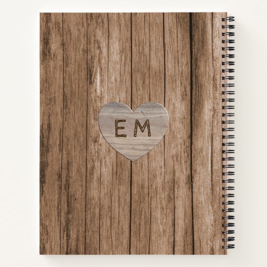 Rustic Engraved Heart Wedding Vrijgezellenfeest PH Notitieboek (Achterkant)