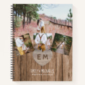 Rustic Engraved Heart Wedding Vrijgezellenfeest PH Notitieboek (Voorkant)