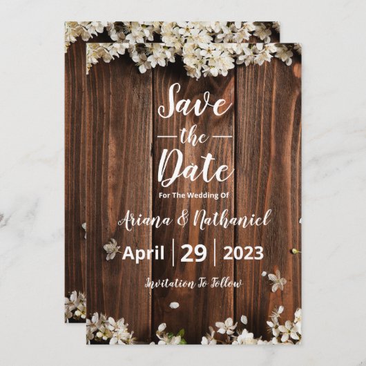 Rustic Enregistrer La Carte D'Invitation Date (Devant / Derrière)