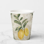 Rustic Etched Vintage Lemons Papieren Bekers (Voorkant)