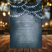 Rustic Etheral Droy Tree String Lights Wedding Kaart