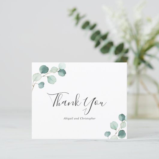 Rustic Eucalyptus budget bruiloft Hartelijk dank (Staand voorkant)