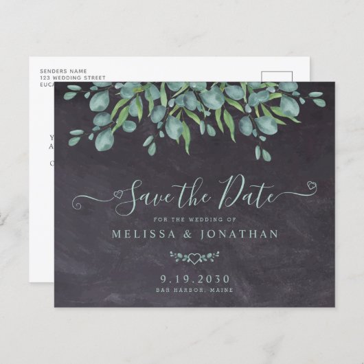 Rustic Eucalyptus budget Weddenschap bespaart datu (Voorkant / Achterkant)