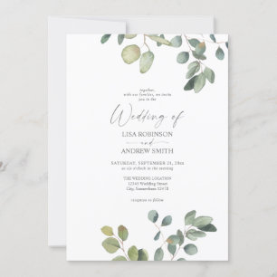 Rustic Eucalyptus Duo Greenery Wedding Invitation Kaart