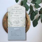 Rustic Eucalyptus Dusty Blue Waterverf Wedding All In One Uitnodiging